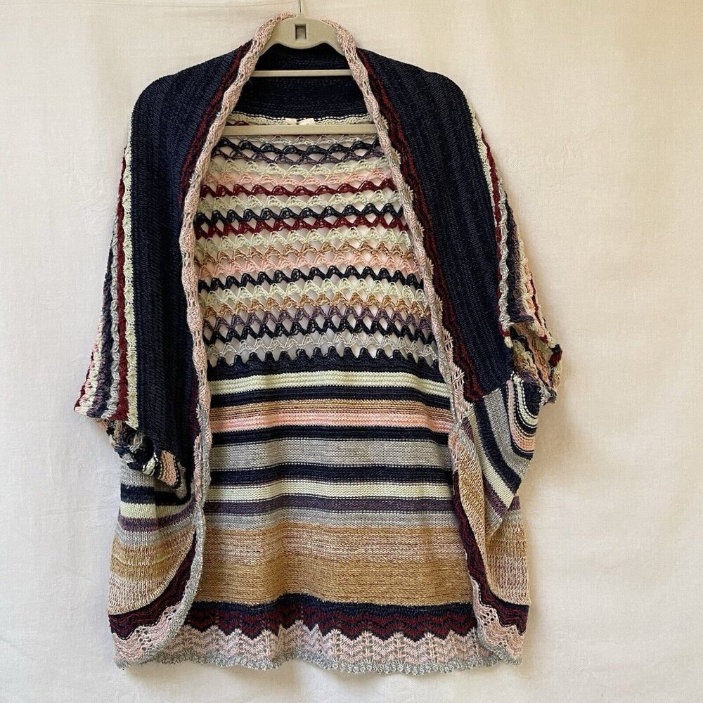 Anthropologie Moth Cape Womens XS Boho Multicolored Cardigan Knit Grunge Cozy